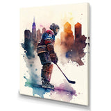 Hockey Player In Front Of Cityscape I