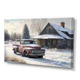 Red Truck By Farmhouse