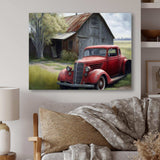 Red Car By Barn