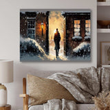 Man Walking In Winter Scene