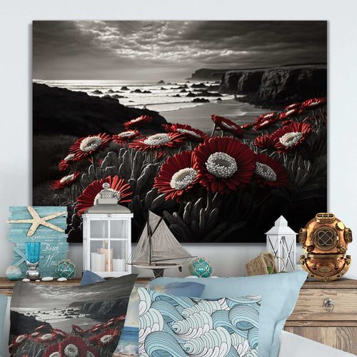 Red Flowers By The Coast I