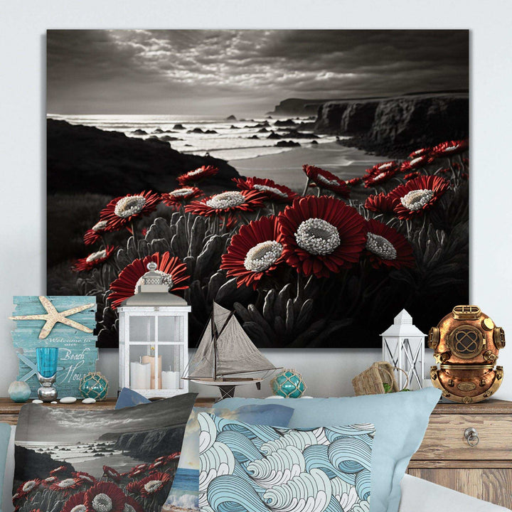 Red Flowers By The Coast I