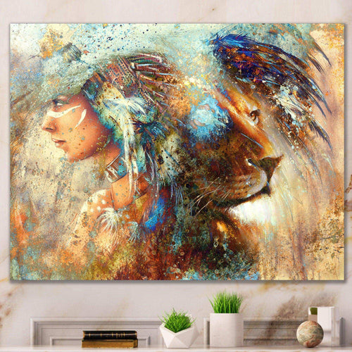Indian Woman Collage with Lion