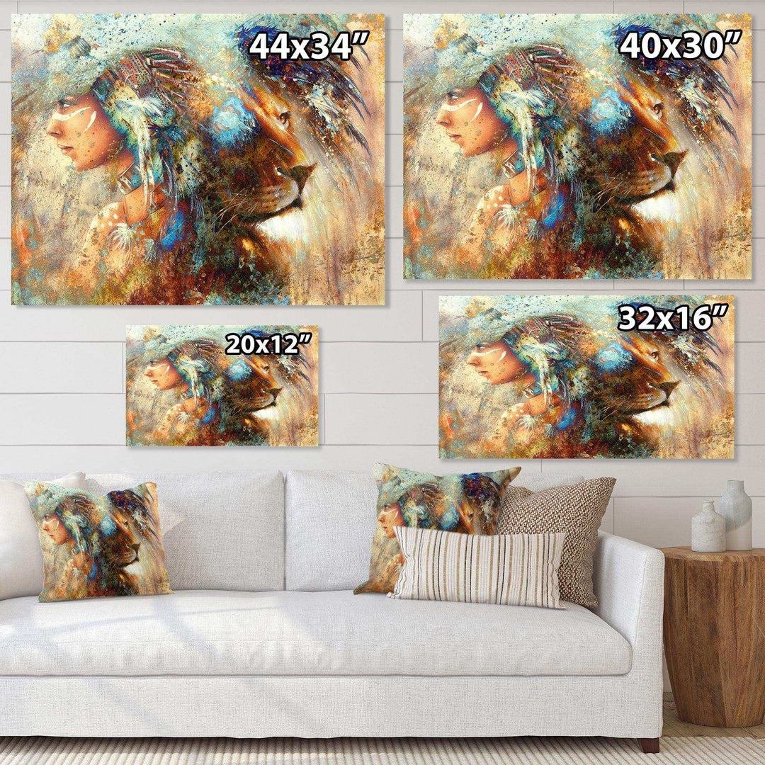 Indian Woman Collage with Lion
