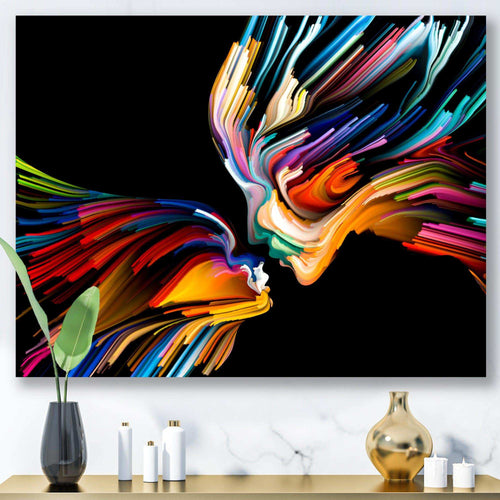 Kissing Minds Graphic Art - Modern Canvas Wall Art