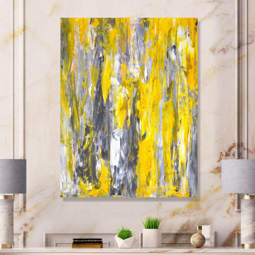 Grey and Yellow Abstract Pattern - Modern Wall Art Prints