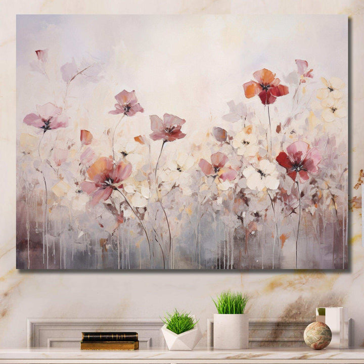 Beige Blossoming Silhouettes - Modern Wall Art Prints