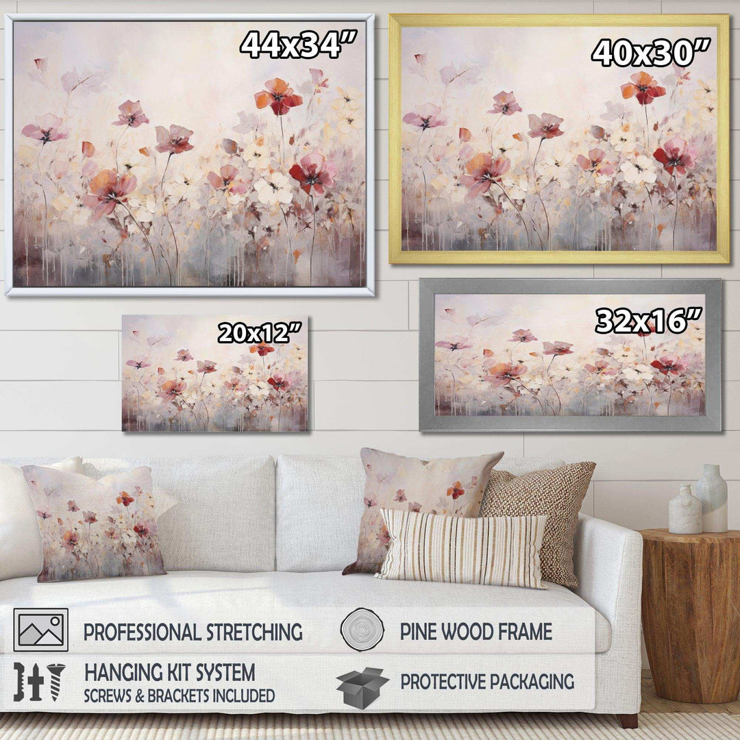 Beige Blossoming Silhouettes - Modern Wall Art Prints