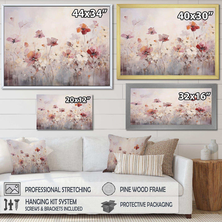 Beige Blossoming Silhouettes - Modern Wall Art Prints