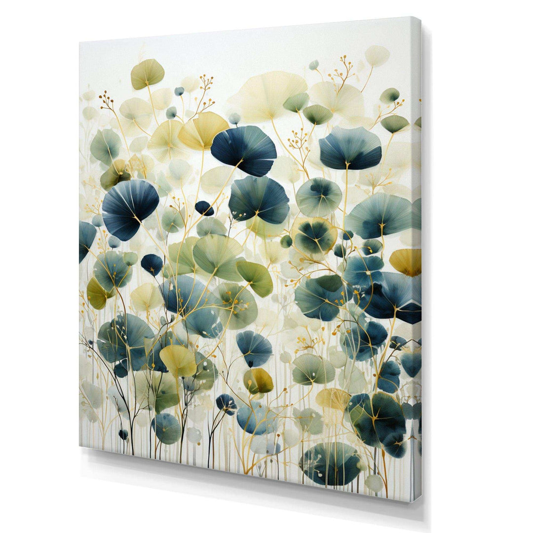 Blue Green Botanical Elegance - Modern Living Room Wall Decor