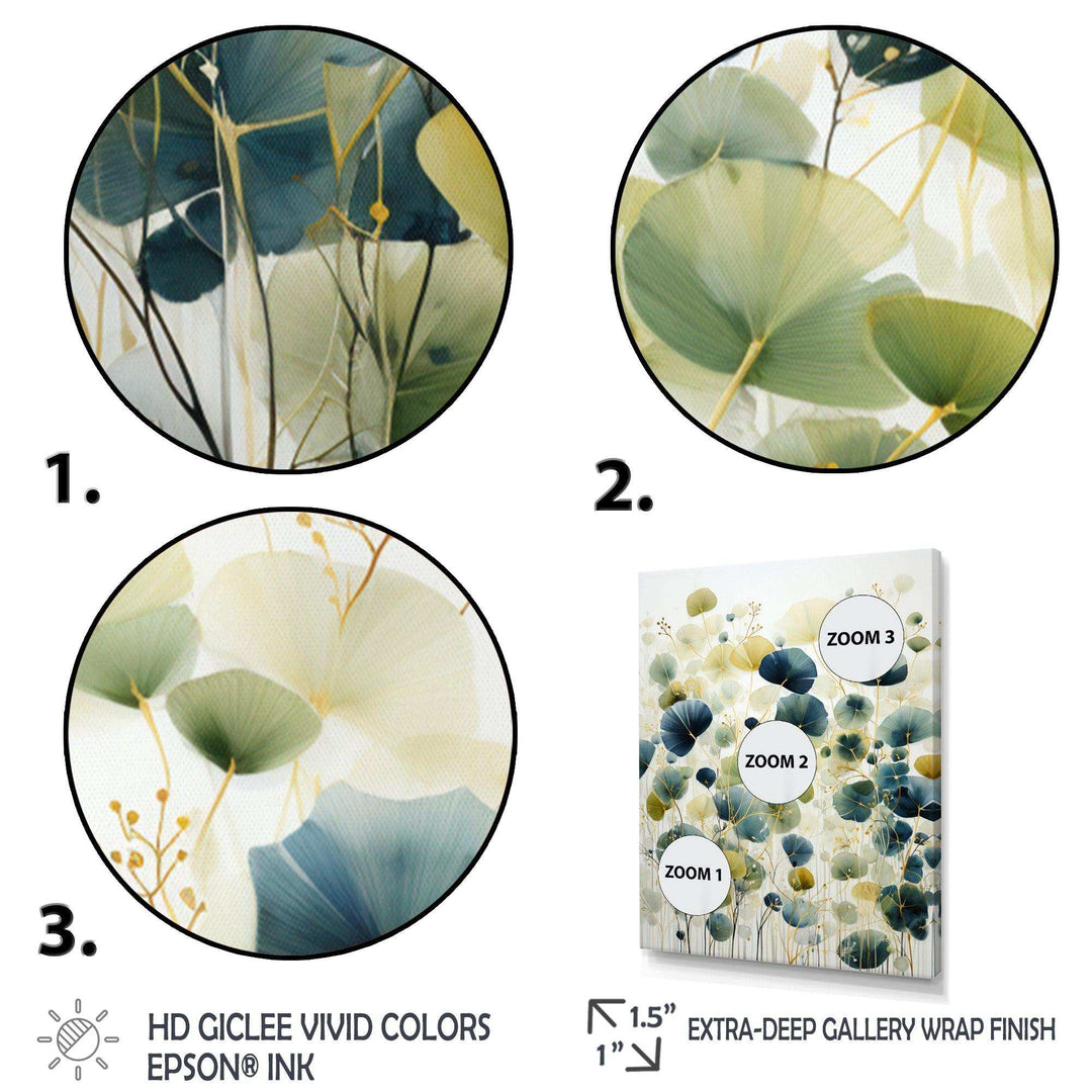 Blue Green Botanical Elegance - Modern Living Room Wall Decor