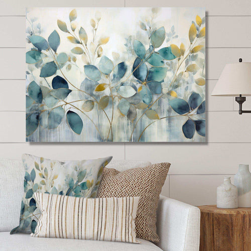 Blue Botanical Rhythms II - Modern Canvas Wall Art