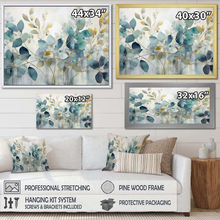 Blue Botanical Rhythms II - Modern Canvas Wall Art