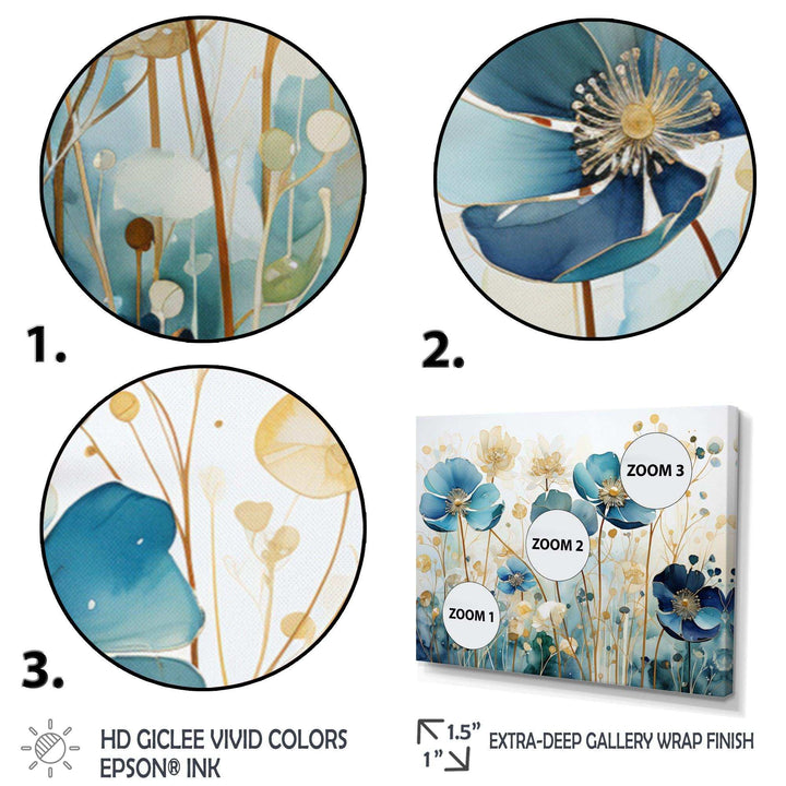 Blue Botanical Rhythms III - Modern Living Room Wall Decor