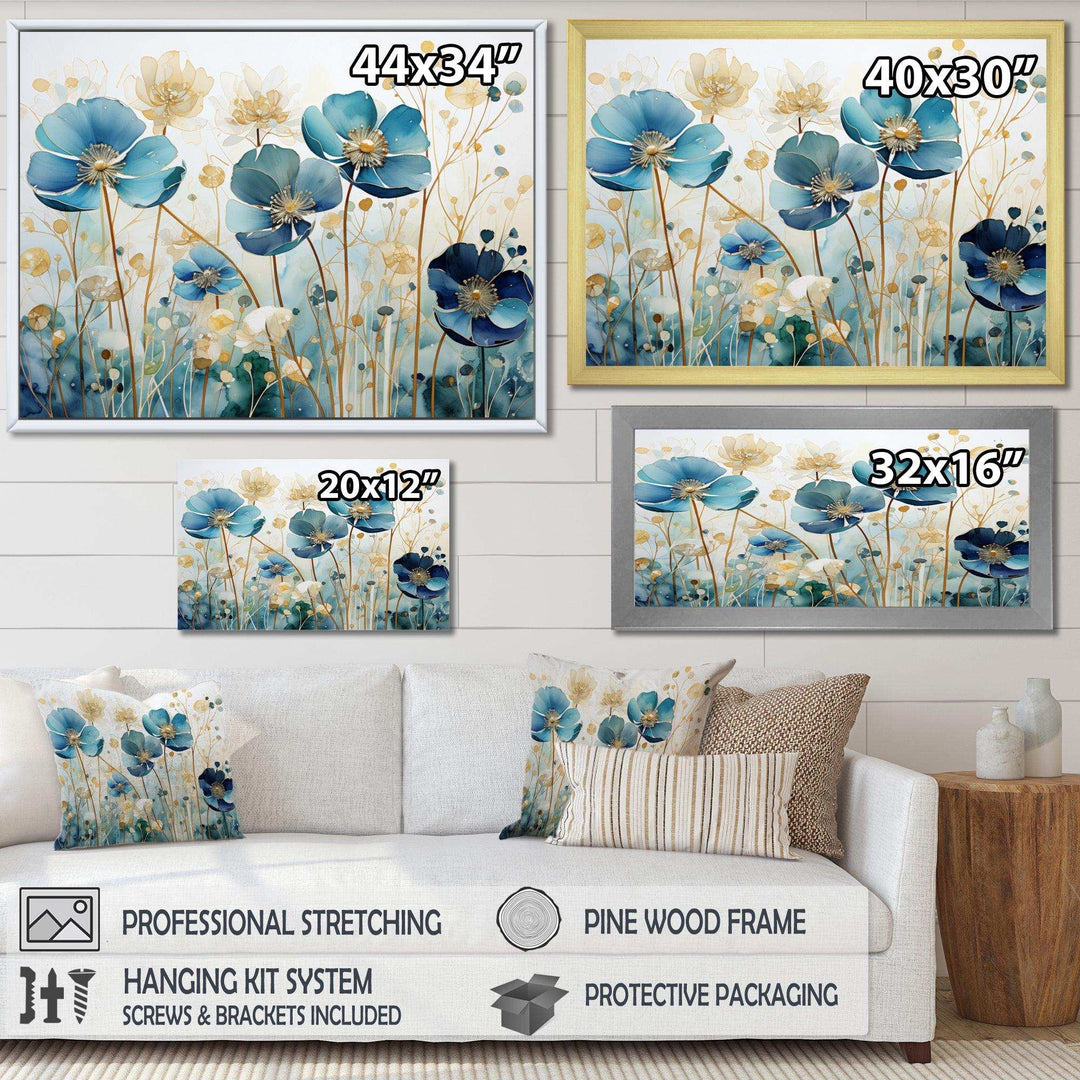 Blue Botanical Rhythms III - Modern Living Room Wall Decor