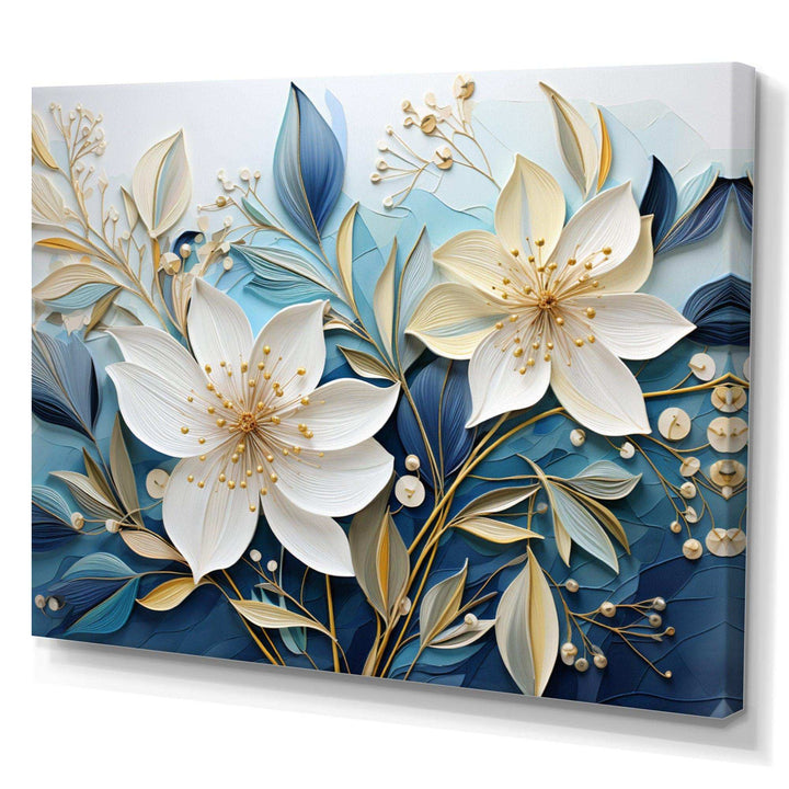 Blue Botanical Rhythms V - Modern Bedroom Wall Art