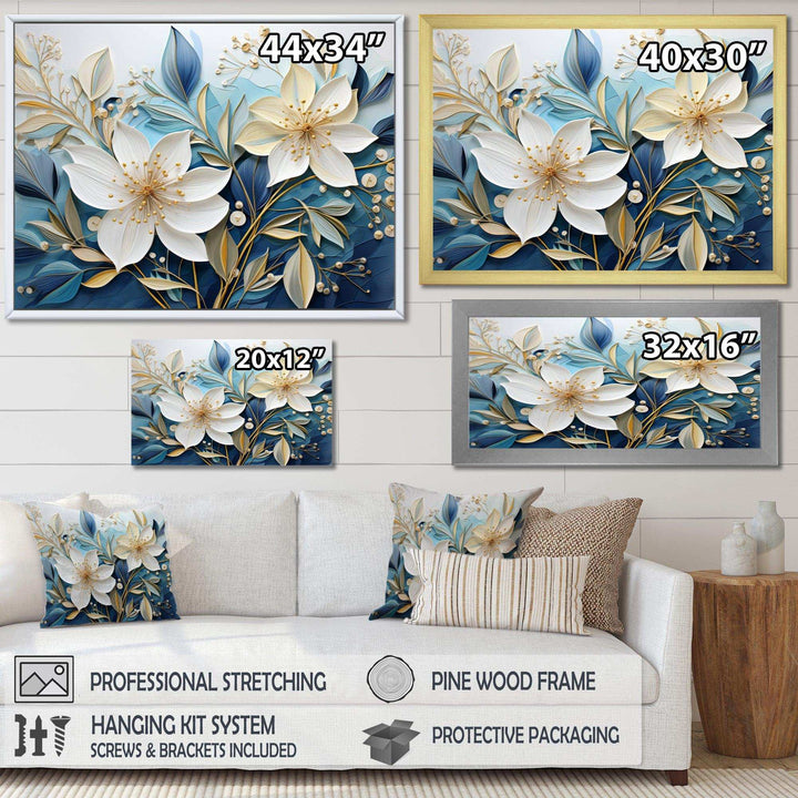 Blue Botanical Rhythms V - Modern Bedroom Wall Art