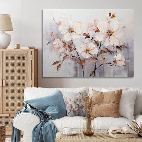 Beige Minimalist Blossoms I - Modern Wall Art Prints