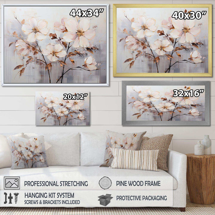Beige Minimalist Blossoms I - Modern Wall Art Prints