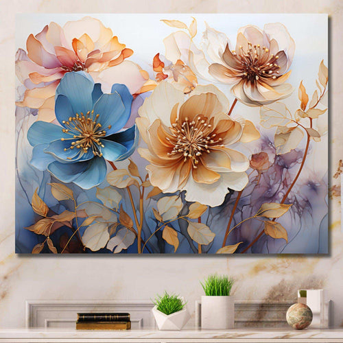 Blue Mystical Blooms - Modern Wall Art Prints