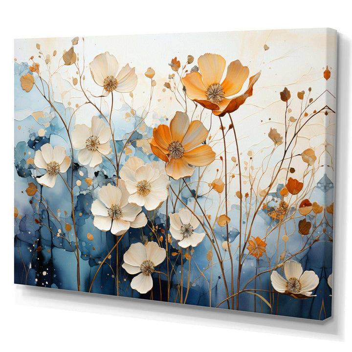 Blue Teal Rhythmic Petals - Modern Canvas Wall Art