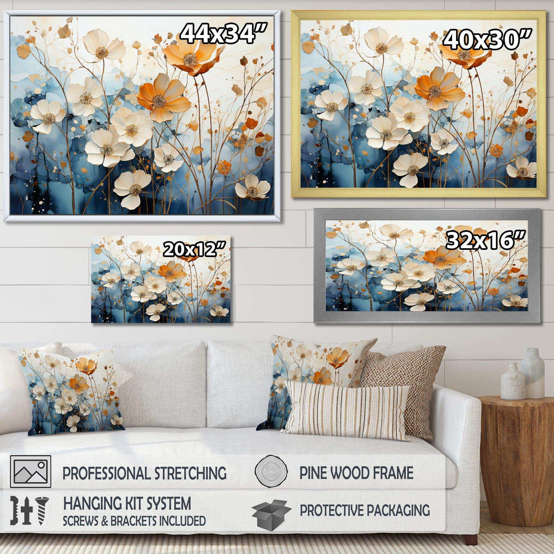 Blue Teal Rhythmic Petals - Modern Canvas Wall Art