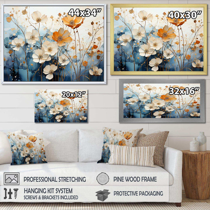 Blue Teal Rhythmic Petals - Modern Canvas Wall Art