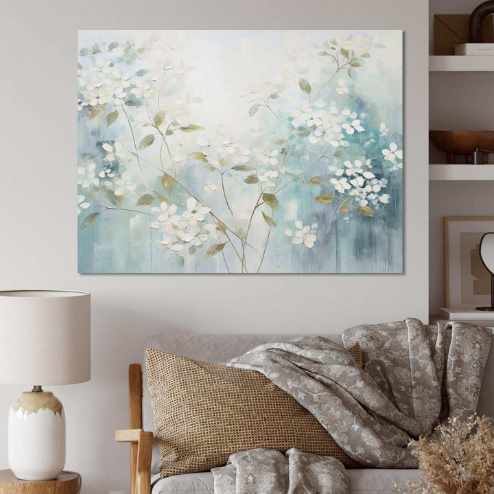 Blue Tranquil Gardens I - Modern Living Room Wall Decor