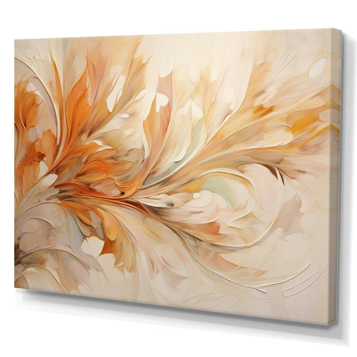 Beige Yellow Whirling Leaves I - Modern Canvas Wall Art
