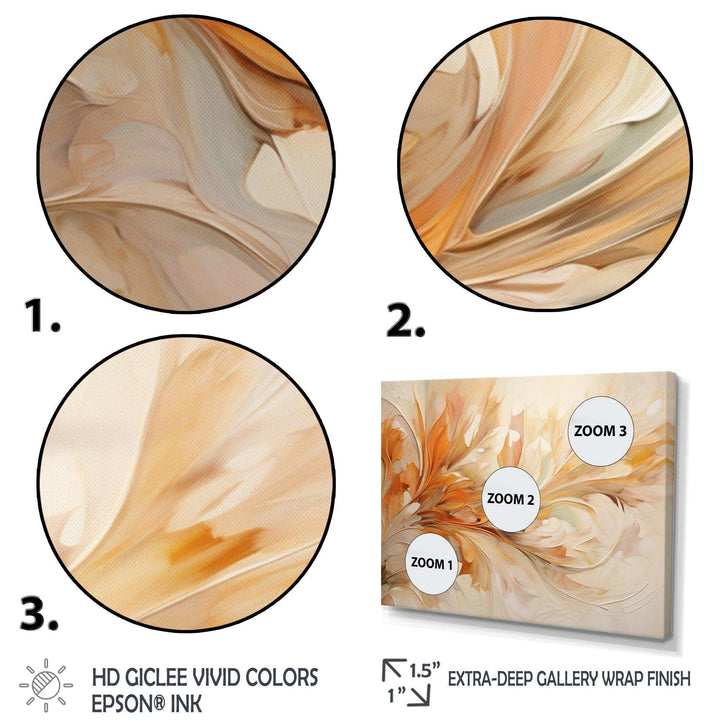 Beige Yellow Whirling Leaves I - Modern Canvas Wall Art