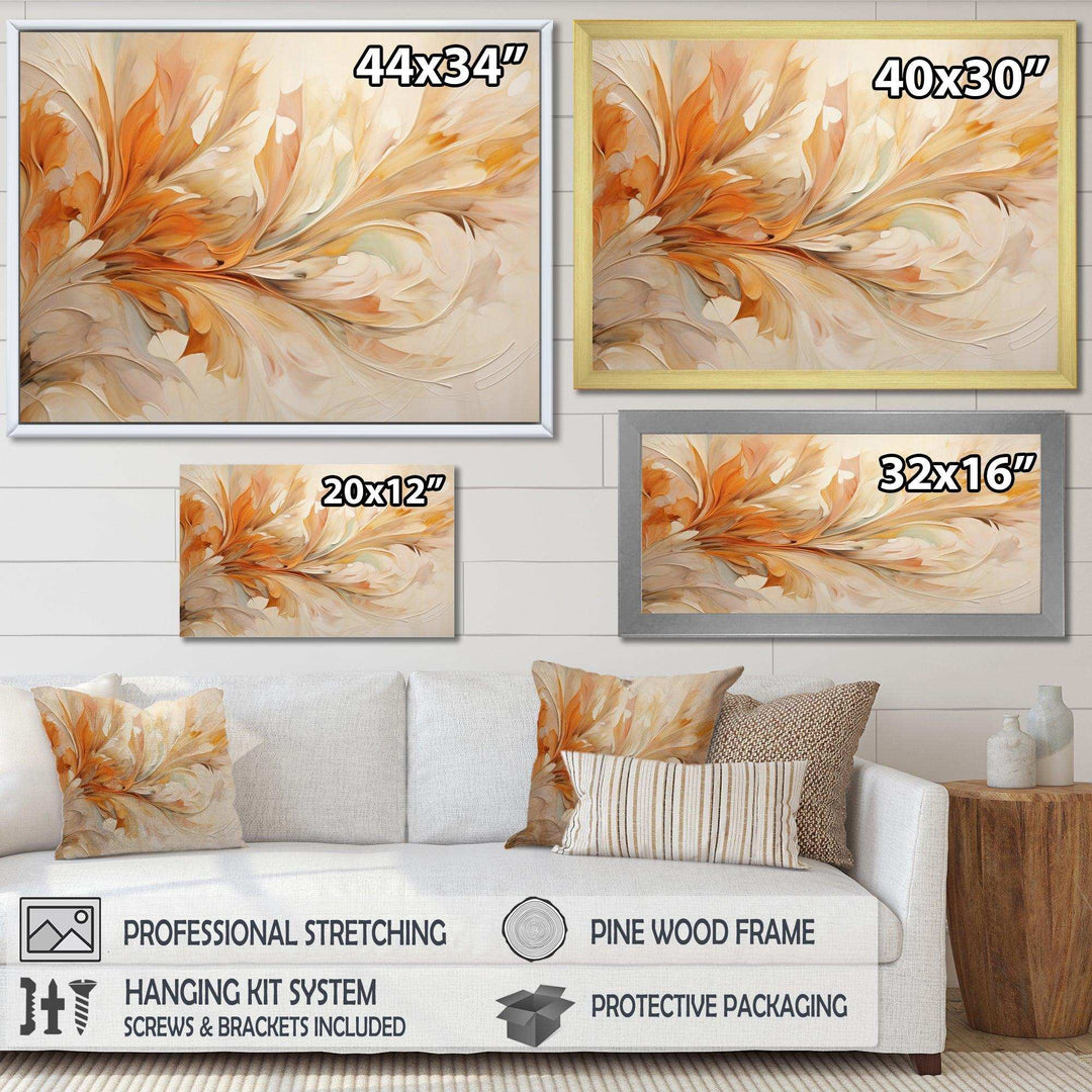 Beige Yellow Whirling Leaves I - Modern Canvas Wall Art