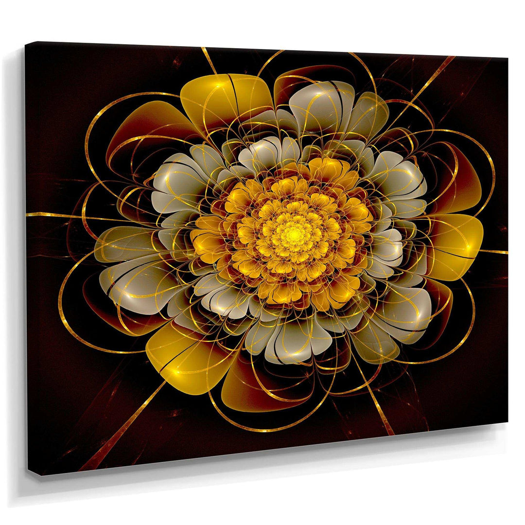 Dark Gold Fractal Flower - Modern Living Room Wall Decor