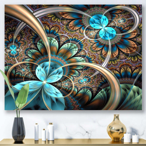 Light Blue Fractal Flower - Modern Bedroom Wall Art