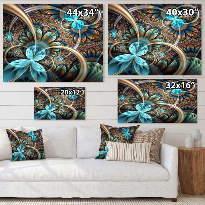 Light Blue Fractal Flower - Modern Bedroom Wall Art