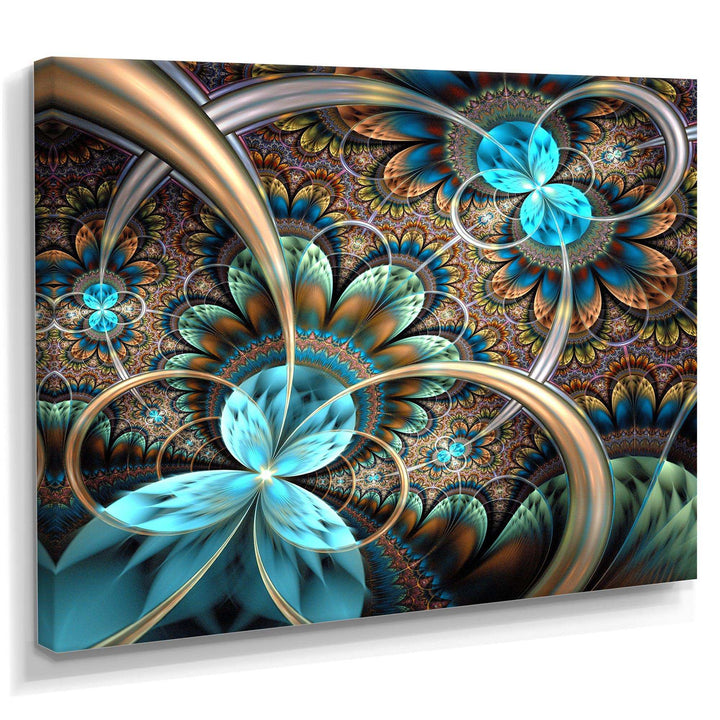 Light Blue Fractal Flower - Modern Bedroom Wall Art