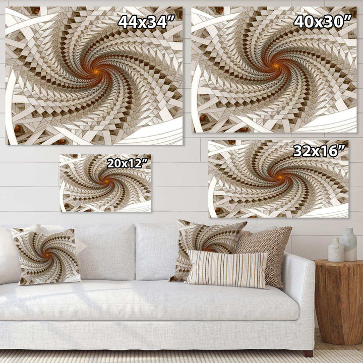 White Fractal Spiral Pattern - Modern Canvas Wall Art