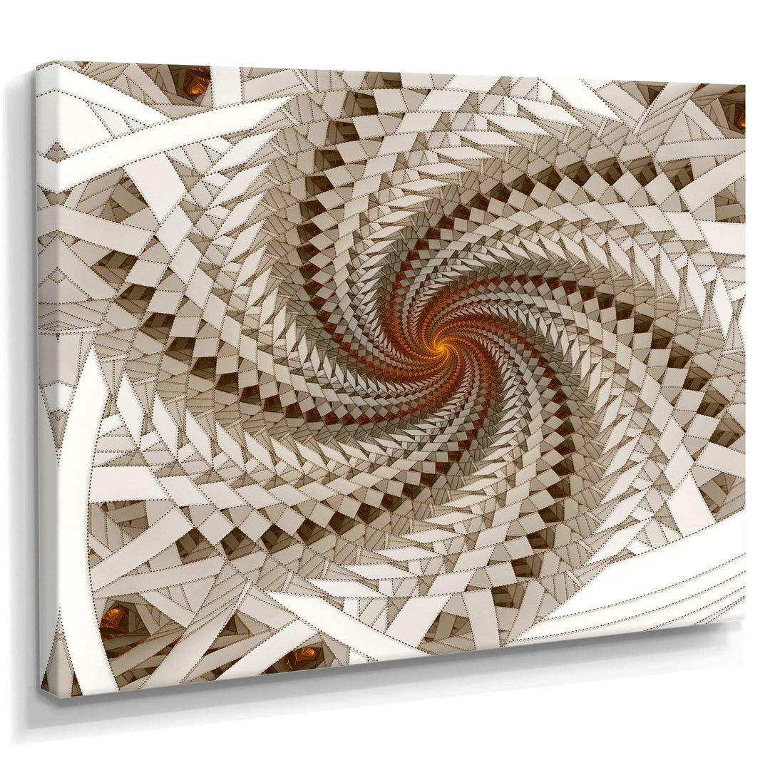 White Fractal Spiral Pattern - Modern Canvas Wall Art