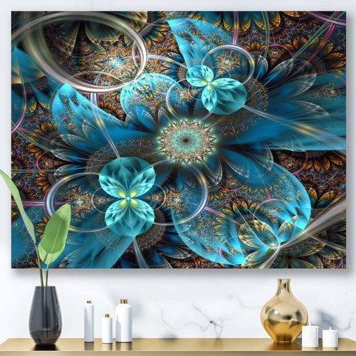 Fractal Blue Flowers - Modern Bedroom Wall Art