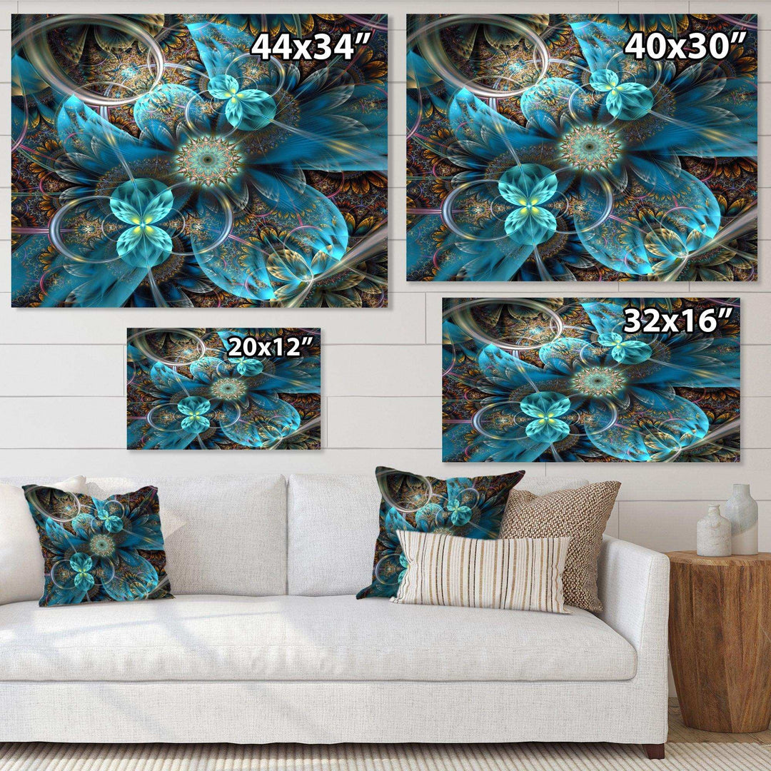 Fractal Blue Flowers - Modern Bedroom Wall Art