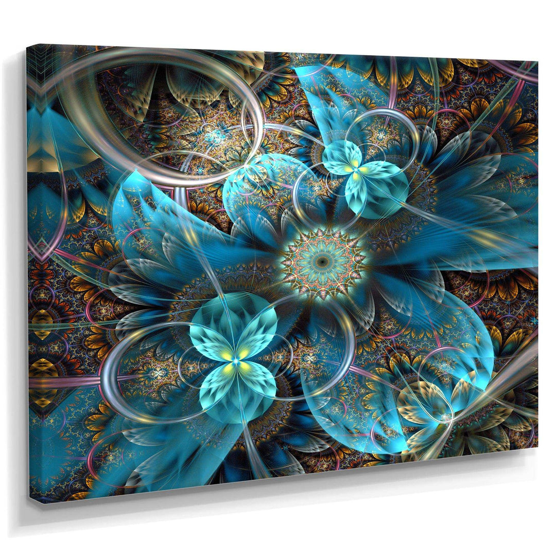 Fractal Blue Flowers - Modern Bedroom Wall Art
