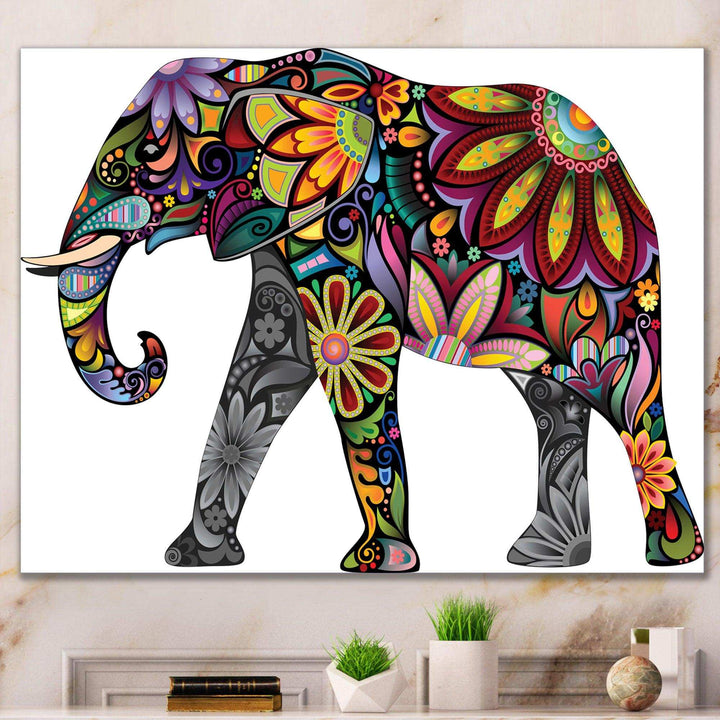 Yellow Cheerful Elephant - Traditional Canvas Wall Art