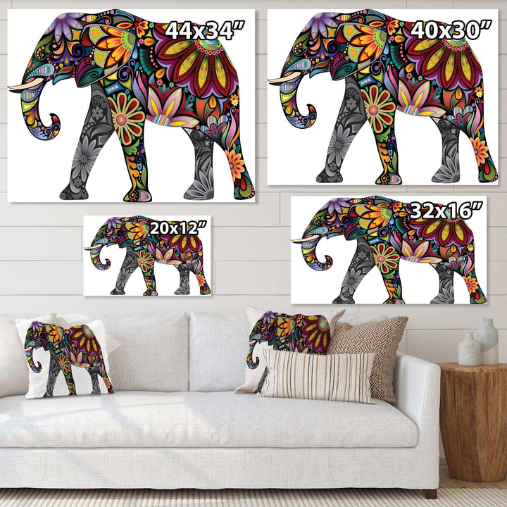Yellow Cheerful Elephant - Traditional Canvas Wall Art