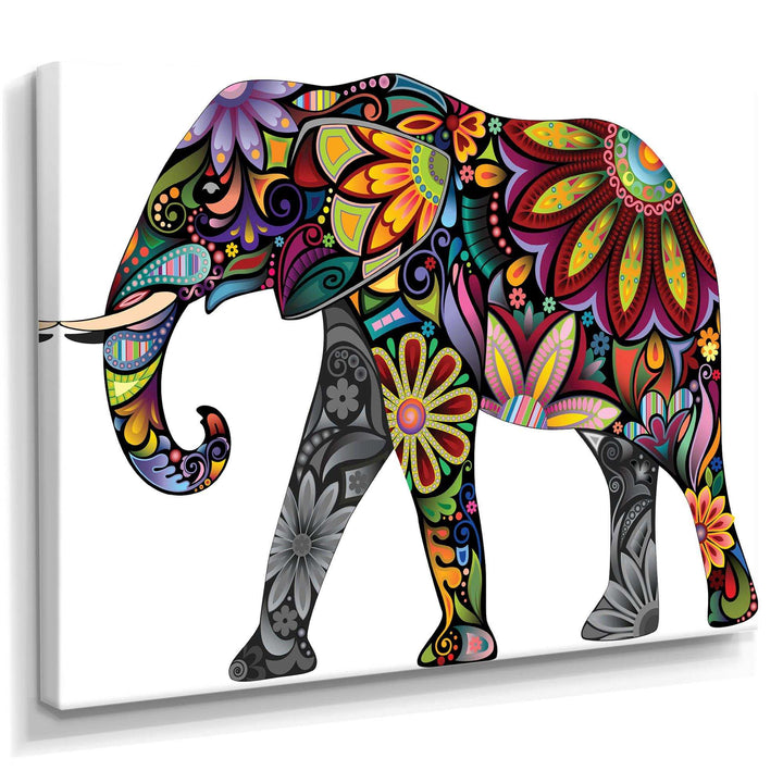 Yellow Cheerful Elephant - Traditional Canvas Wall Art