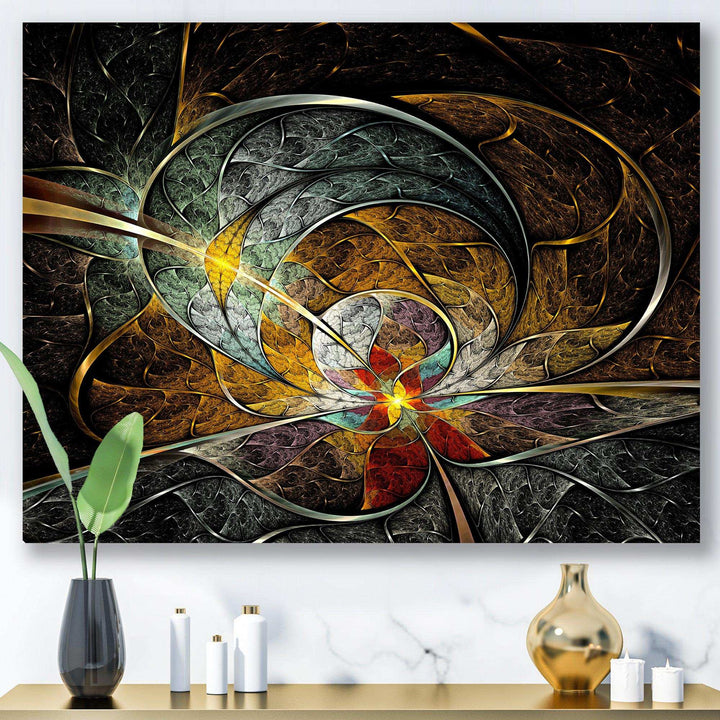 Symmetrical Yellow Digital Art Flower - Modern Wall Art Prints