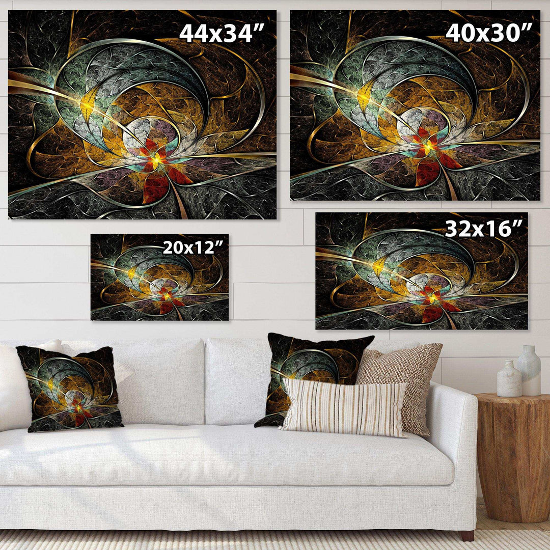 Symmetrical Yellow Digital Art Flower - Modern Wall Art Prints
