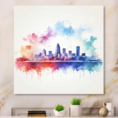 Abstract Sacramento City Skyline - Industrial Bedroom Wall Art