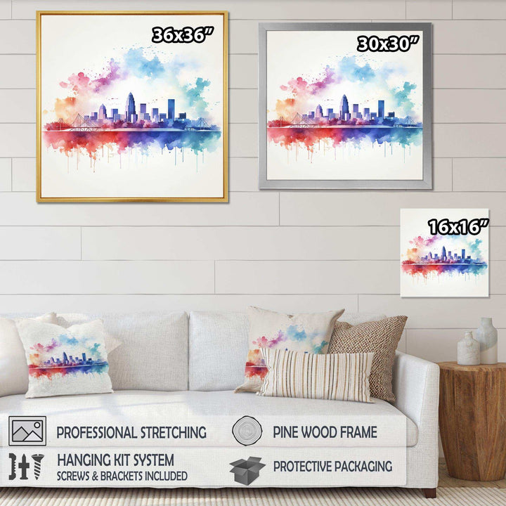 Abstract Sacramento City Skyline Canvas Canvas