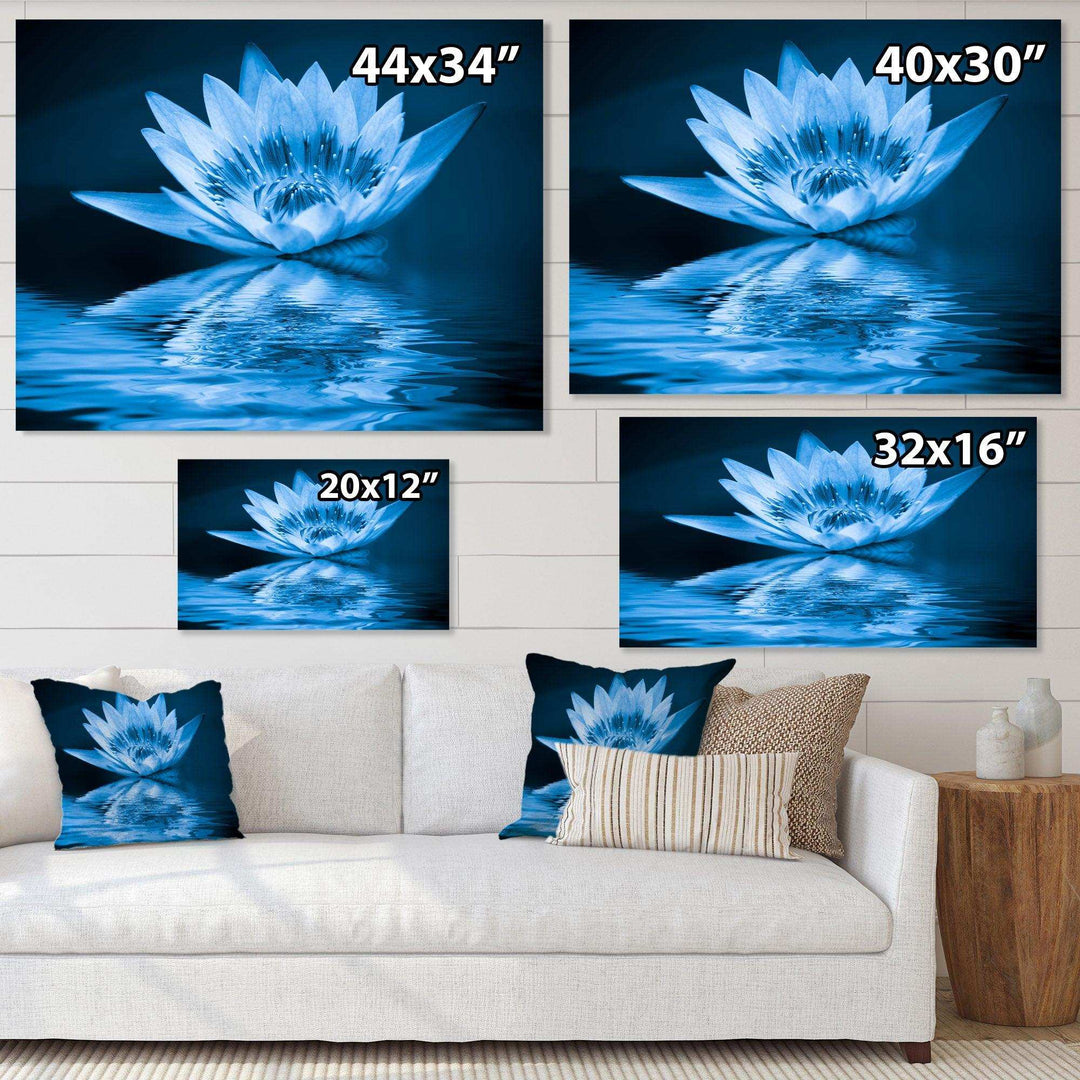 Blue Water Lily - Modern Living Room Wall Decor