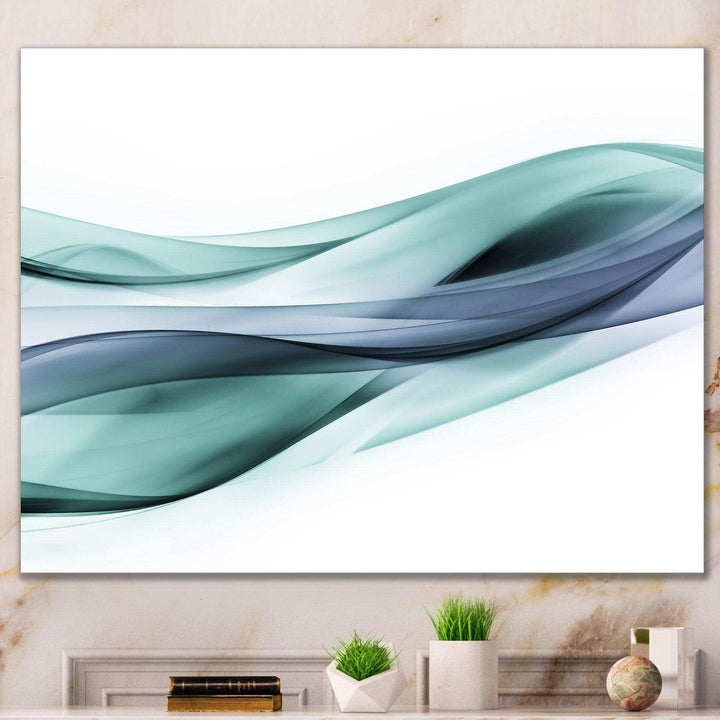 Fractal Lines Grey Blue - Modern Living Room Wall Decor