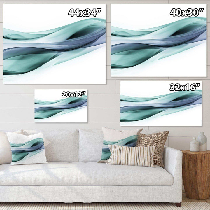 Fractal Lines Grey Blue - Modern Living Room Wall Decor
